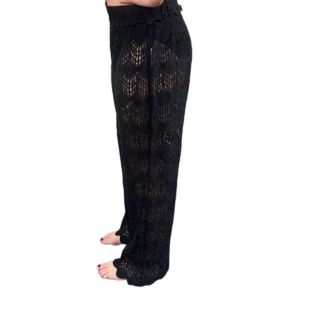 Soft Surroundings Crochet Lace Open Knit Black Pants Sz: S Petite Boho Coastal - Picture 4 of 12
